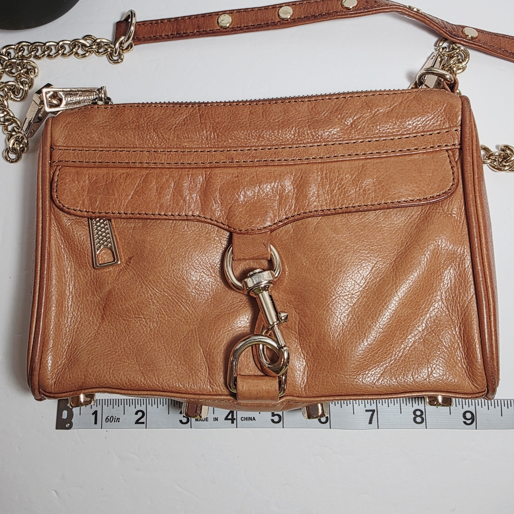 Rebecca Minkoff Leather Mini M.A.C. Crossbody Bag – Cognac Brown - Picture 11 of 14